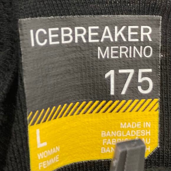 NWOT ICEBREAKER Sweater Women L Black Merino-Wool 175Tech 1/4Zip MockNeck LongSl - Picture 4 of 10